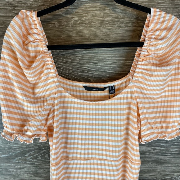 Vero Moda Nordstrom Maria the mini stripe dress coral/ white striped NWT Size M - Picture 2 of 10